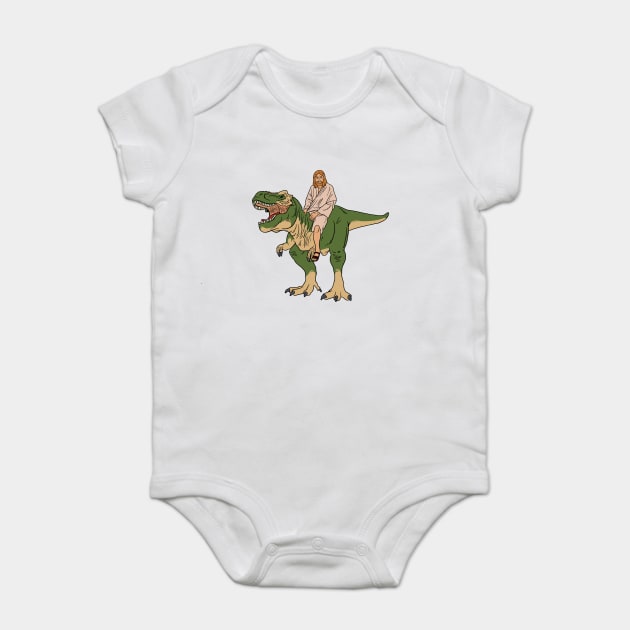 Jesus On Dinosaur Baby Bodysuit by dumbshirts